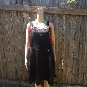 Hot Topic Midnight Black Buckle Strap Pinafore Dress